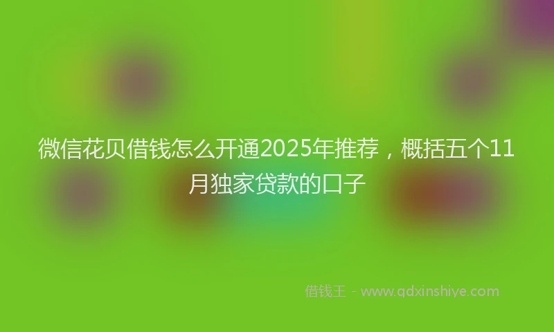 微信花贝借钱怎么开通2025年推荐，概括五个11月独家贷款的口子