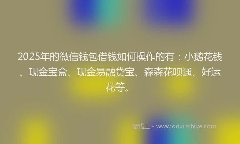 2025年的微信钱包借钱如何操作的有：小鹅花钱、现金宝盒、现金易融贷宝、森森花呗通、好运花等。