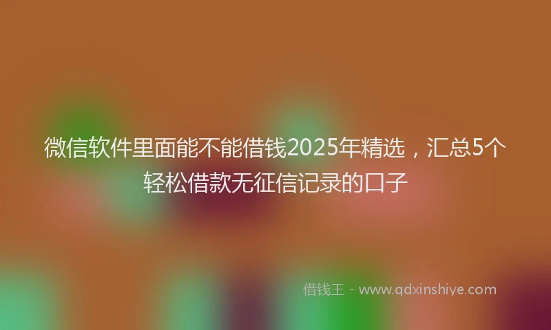 微信软件里面能不能借钱2025年精选，汇总5个轻松借款无征信记录的口子