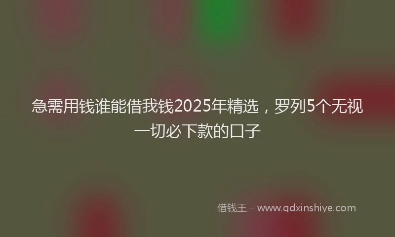 急需用钱谁能借我钱2025年精选，罗列5个无视一切必下款的口子