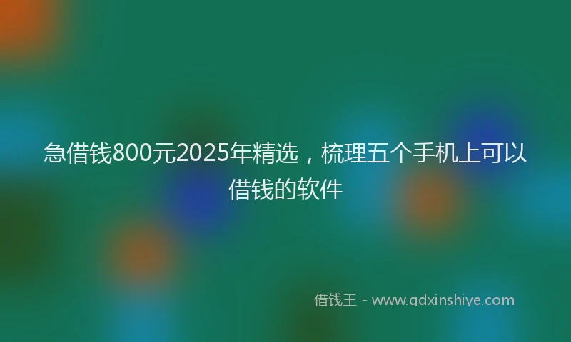 急借钱800元2025年精选，梳理五个手机上可以借钱的软件
