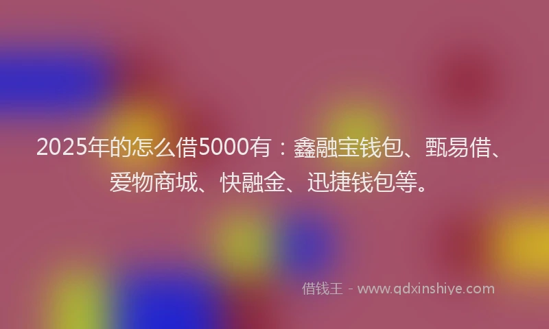 2025年的怎么借5000有：鑫融宝钱包、甄易借、爱物商城、快融金、迅捷钱包等。