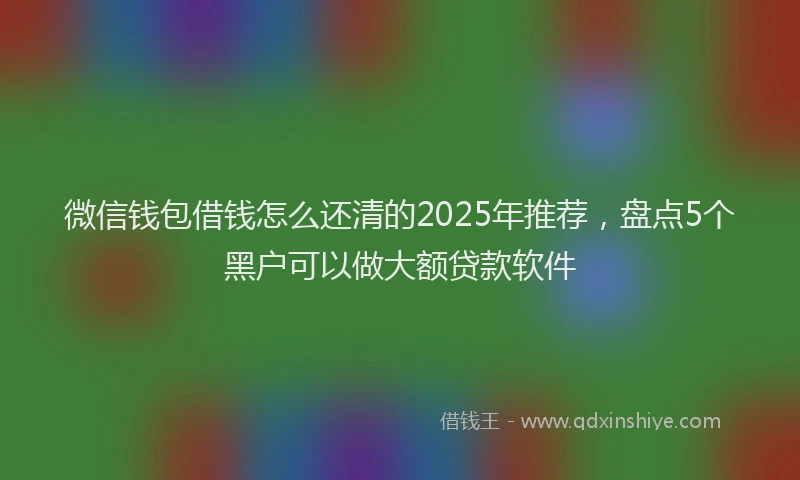 微信钱包借钱怎么还清的2025年推荐，盘点5个黑户可以做大额贷款软件
