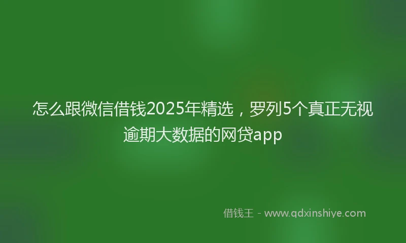 怎么跟微信借钱2025年精选，罗列5个真正无视逾期大数据的网贷app