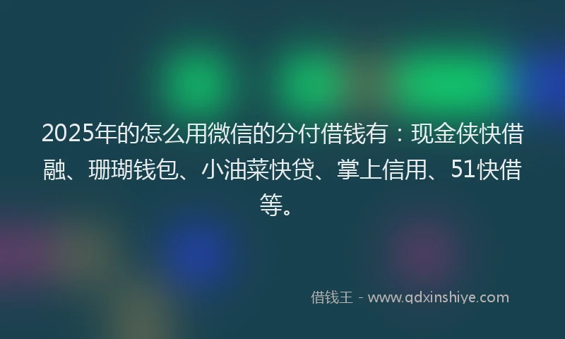 2025年的怎么用微信的分付借钱有：现金侠快借融、珊瑚钱包、小油菜快贷、掌上信用、51快借等。