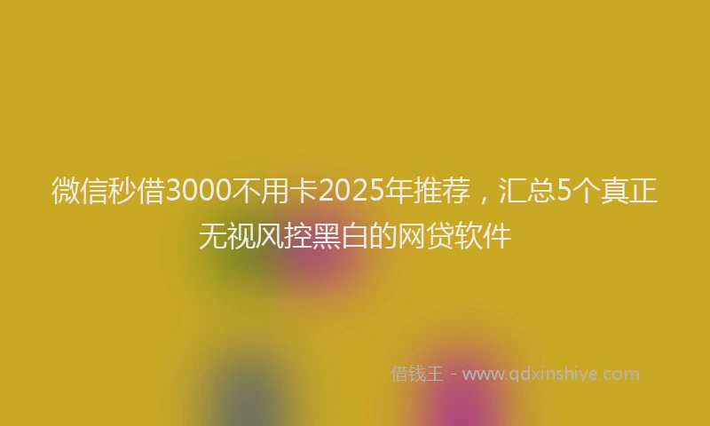 微信秒借3000不用卡2025年推荐，汇总5个真正无视风控黑白的网贷软件