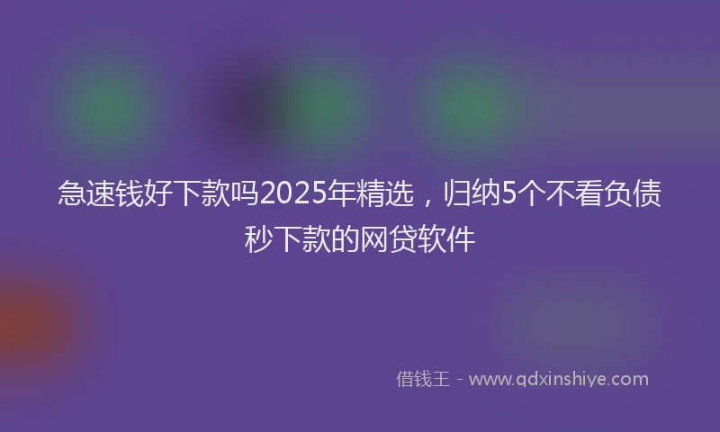 急速钱好下款吗2025年精选，归纳5个不看负债秒下款的网贷软件