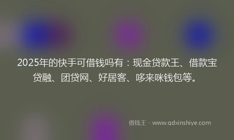 2025年的快手可借钱吗有：现金贷款王、借款宝贷融、团贷网、好居客、哆来咪钱包等。
