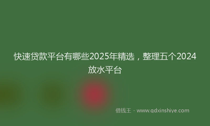 快速贷款平台有哪些2025年精选，整理五个2024放水平台
