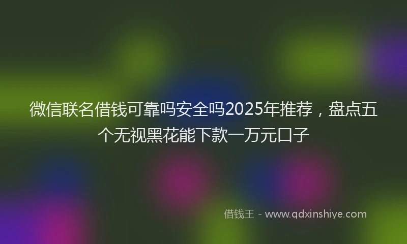 微信联名借钱可靠吗安全吗2025年推荐，盘点五个无视黑花能下款一万元口子