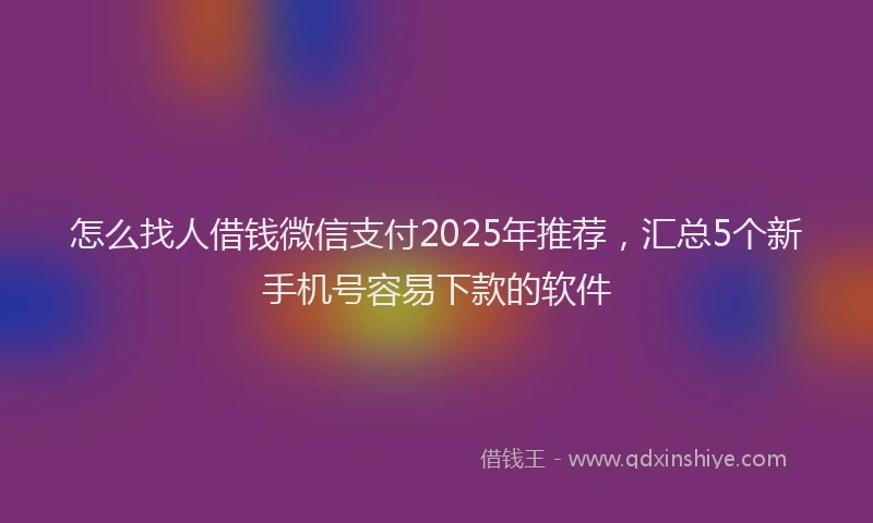 怎么找人借钱微信支付2025年推荐，汇总5个新手机号容易下款的软件