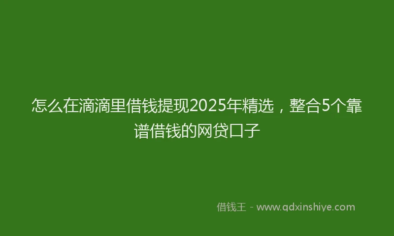 怎么在滴滴里借钱提现2025年精选，整合5个靠谱借钱的网贷口子