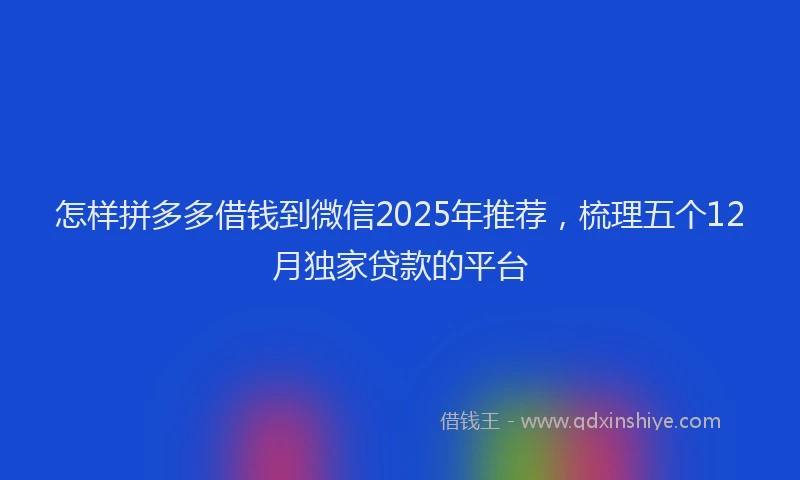 怎样拼多多借钱到微信2025年推荐，梳理五个12月独家贷款的平台