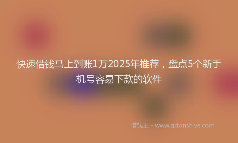 快速借钱马上到账1万2025年推荐，盘点5个新手机号容易下款的软件