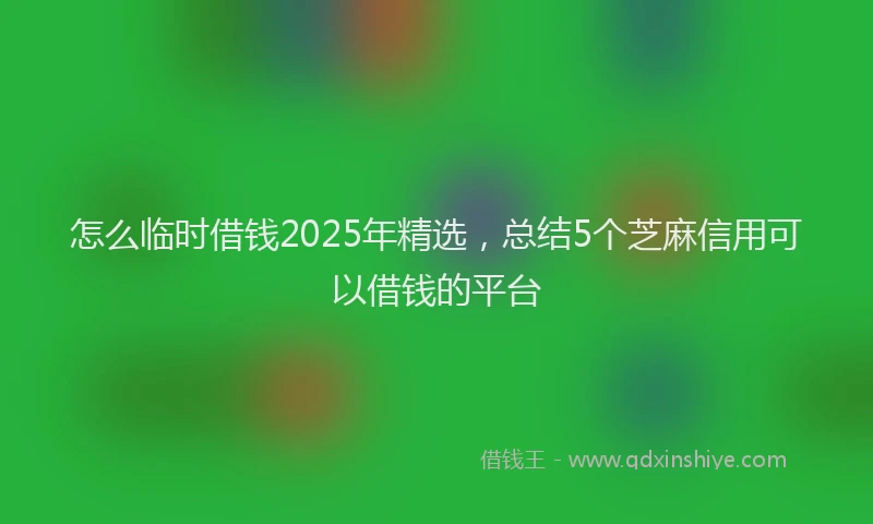 怎么临时借钱2025年精选，总结5个芝麻信用可以借钱的平台