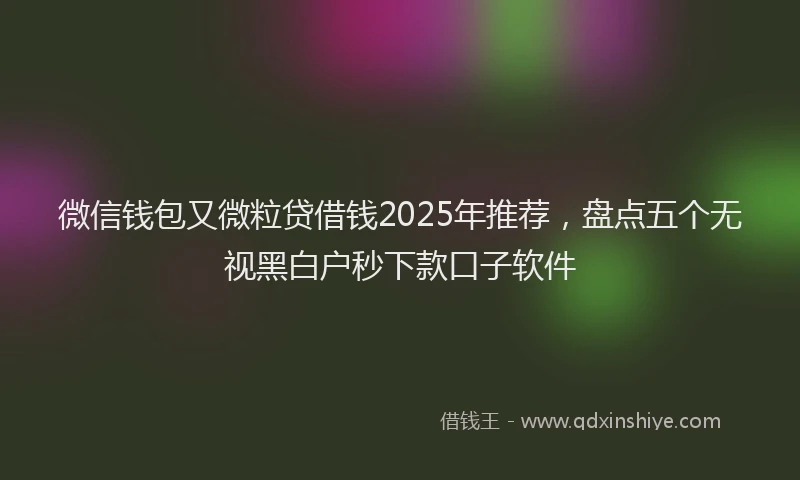 微信钱包又微粒贷借钱2025年推荐，盘点五个无视黑白户秒下款口子软件