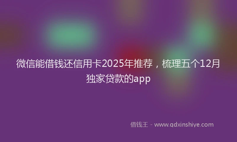 微信能借钱还信用卡2025年推荐，梳理五个12月独家贷款的app