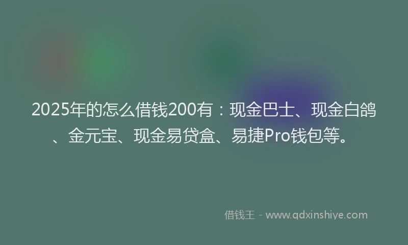 2025年的怎么借钱200有：现金巴士、现金白鸽、金元宝、现金易贷盒、易捷Pro钱包等。