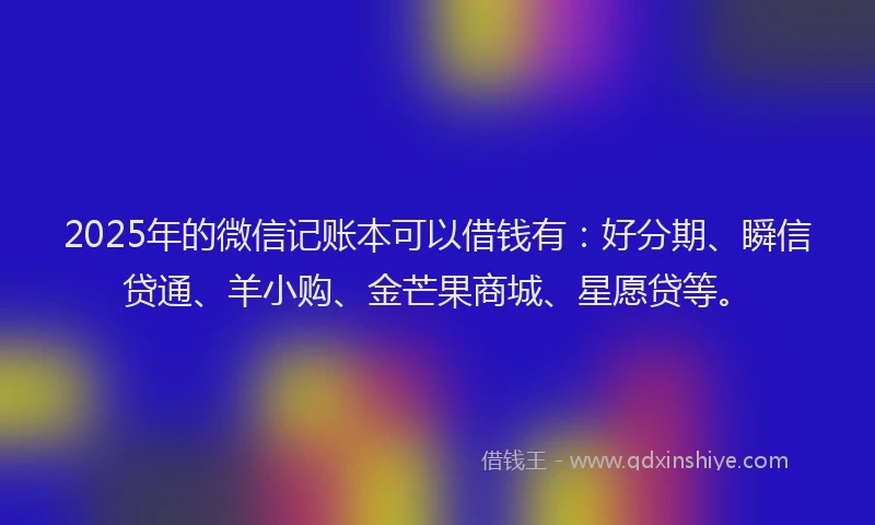 2025年的微信记账本可以借钱有：好分期、瞬信贷通、羊小购、金芒果商城、星愿贷等。