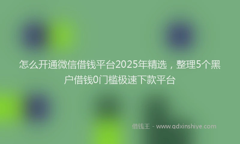 怎么开通微信借钱平台2025年精选，整理5个黑户借钱0门槛极速下款平台