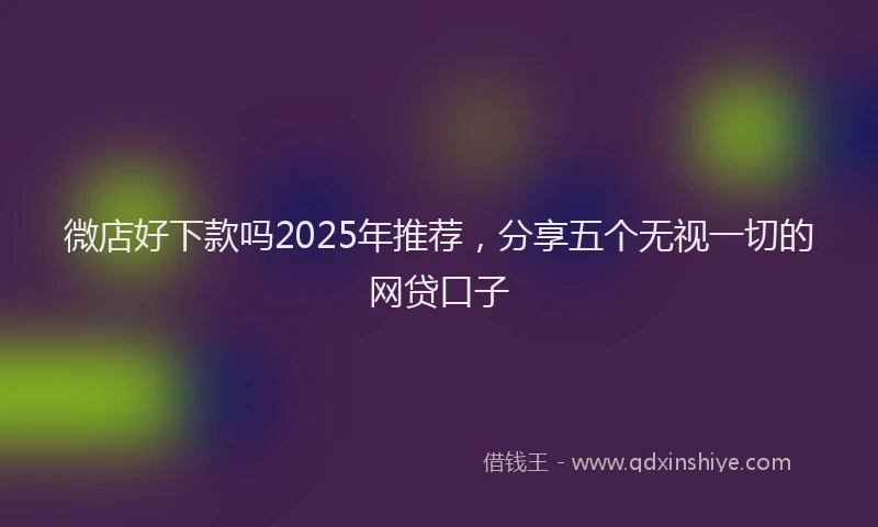 微店好下款吗2025年推荐，分享五个无视一切的网贷口子