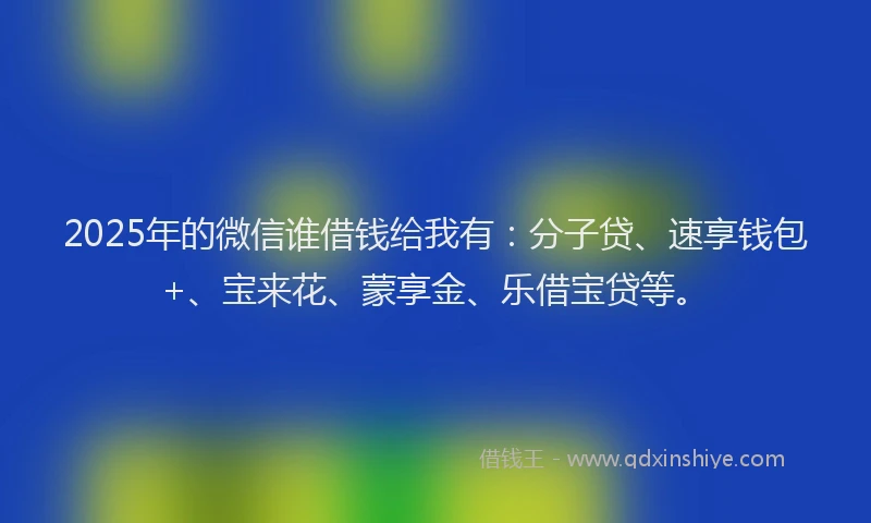 2025年的微信谁借钱给我有：分子贷、速享钱包+、宝来花、蒙享金、乐借宝贷等。