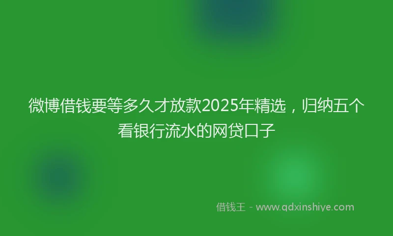 微博借钱要等多久才放款2025年精选，归纳五个看银行流水的网贷口子