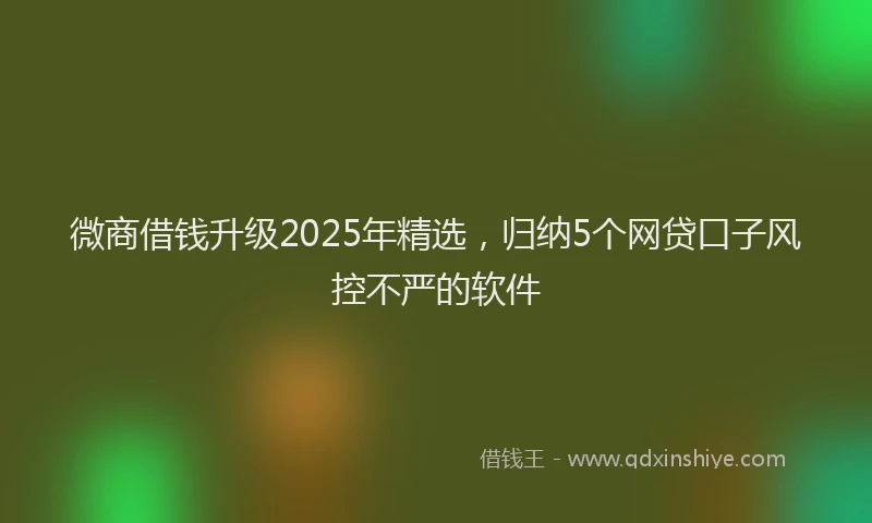 微商借钱升级2025年精选，归纳5个网贷口子风控不严的软件