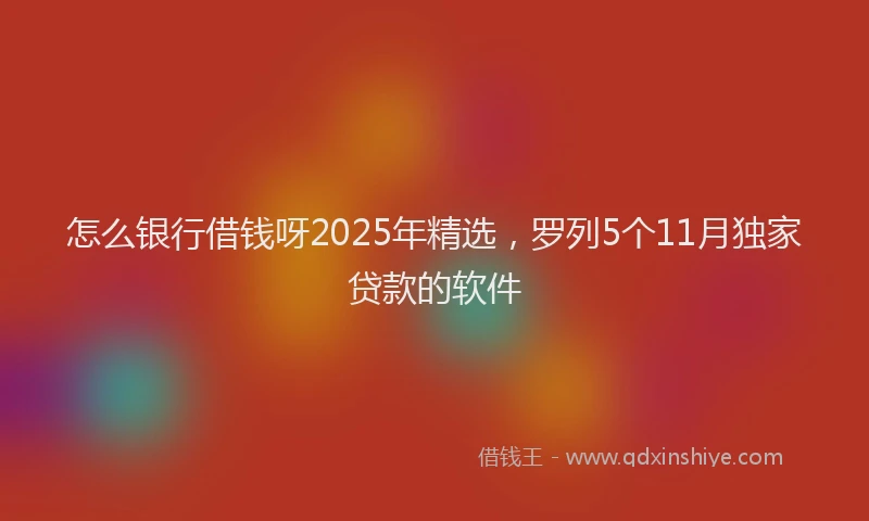 怎么银行借钱呀2025年精选，罗列5个11月独家贷款的软件