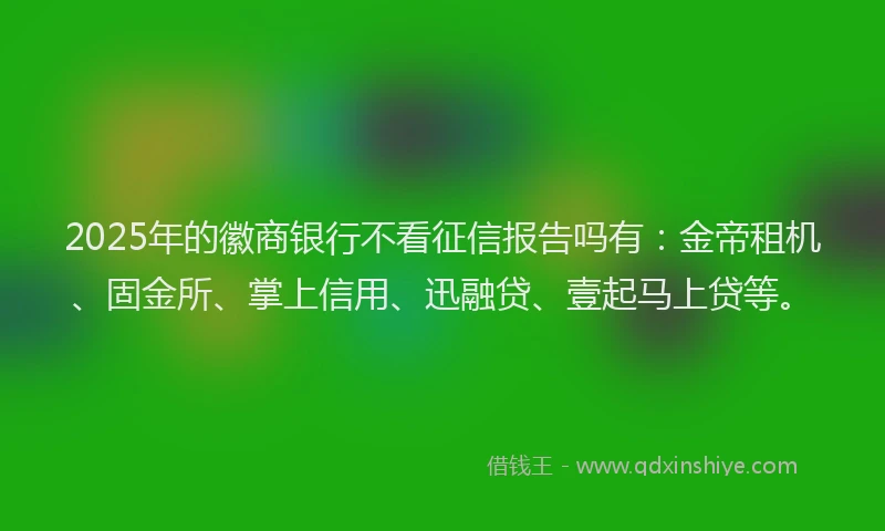 2025年的徽商银行不看征信报告吗有：金帝租机、固金所、掌上信用、迅融贷、壹起马上贷等。