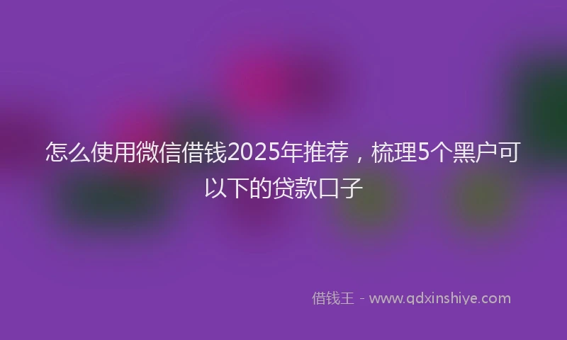 怎么使用微信借钱2025年推荐，梳理5个黑户可以下的贷款口子