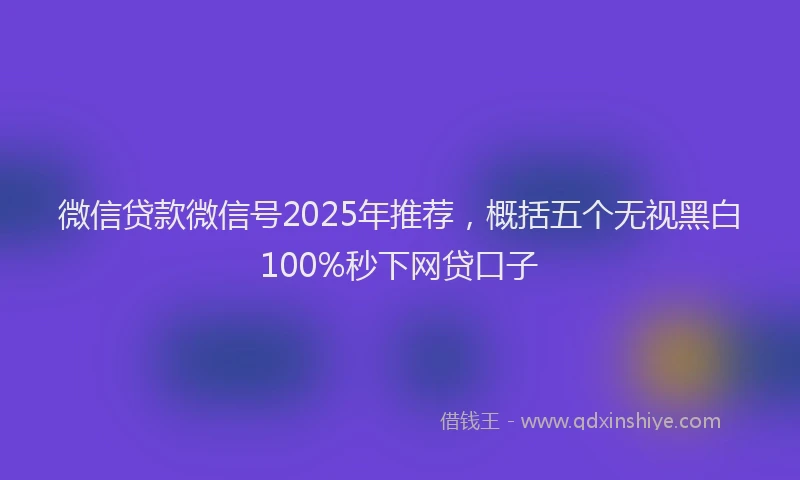 微信贷款微信号2025年推荐，概括五个无视黑白100%秒下网贷口子