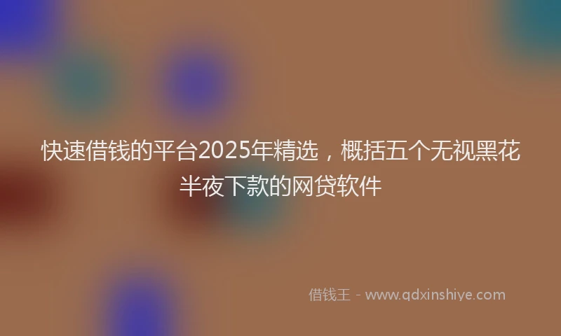快速借钱的平台2025年精选，概括五个无视黑花半夜下款的网贷软件