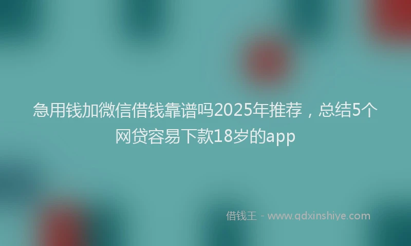 急用钱加微信借钱靠谱吗2025年推荐，总结5个网贷容易下款18岁的app