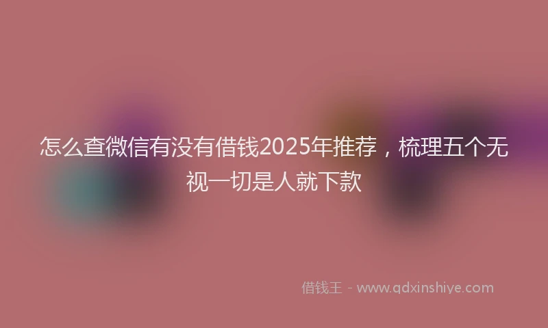 怎么查微信有没有借钱2025年推荐，梳理五个无视一切是人就下款