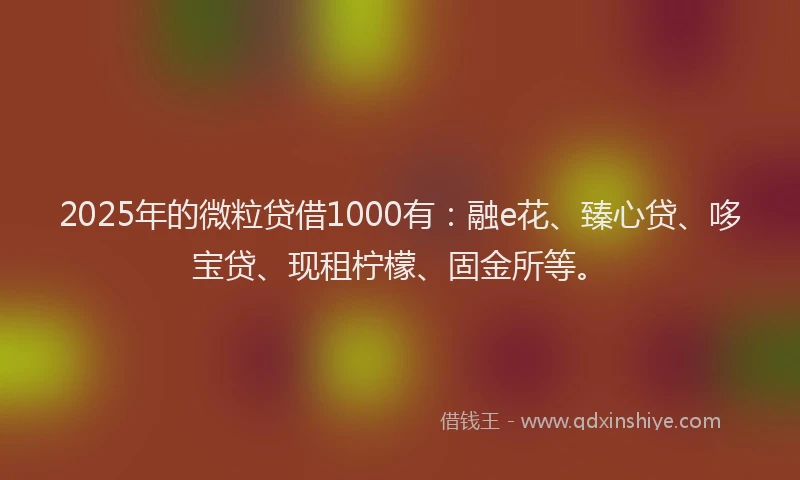 2025年的微粒贷借1000有：融e花、臻心贷、哆宝贷、现租柠檬、固金所等。