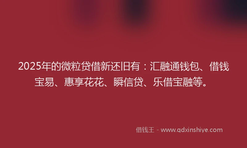2025年的微粒贷借新还旧有：汇融通钱包、借钱宝易、惠享花花、瞬信贷、乐借宝融等。
