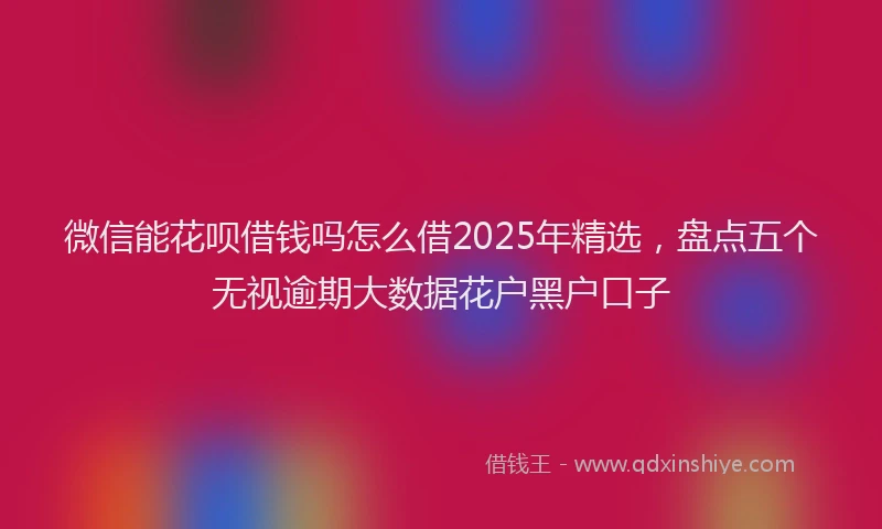 微信能花呗借钱吗怎么借2025年精选，盘点五个无视逾期大数据花户黑户口子