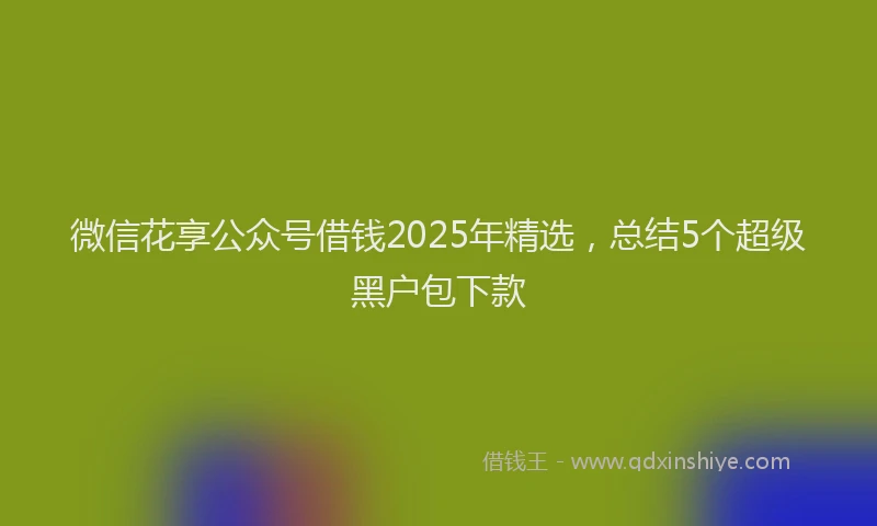 微信花享公众号借钱2025年精选，总结5个超级黑户包下款