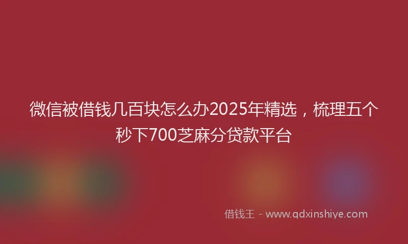 微信被借钱几百块怎么办2025年精选，梳理五个秒下700芝麻分贷款平台