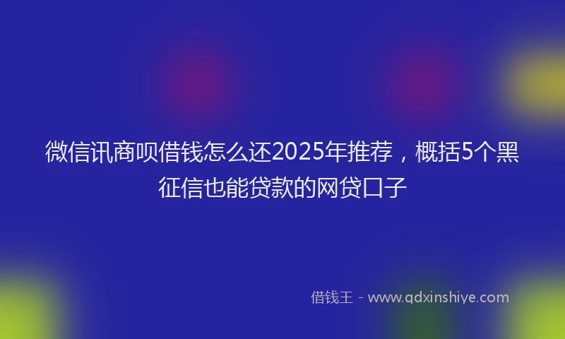 微信讯商呗借钱怎么还2025年推荐，概括5个黑征信也能贷款的网贷口子