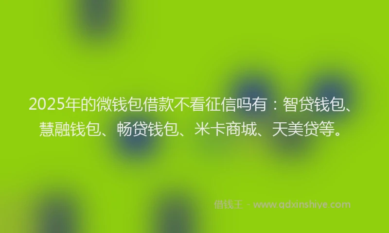 2025年的微钱包借款不看征信吗有：智贷钱包、慧融钱包、畅贷钱包、米卡商城、天美贷等。
