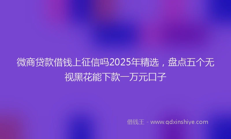 微商贷款借钱上征信吗2025年精选，盘点五个无视黑花能下款一万元口子