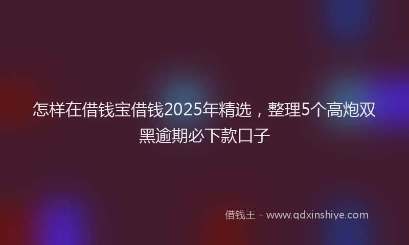怎样在借钱宝借钱2025年精选，整理5个高炮双黑逾期必下款口子