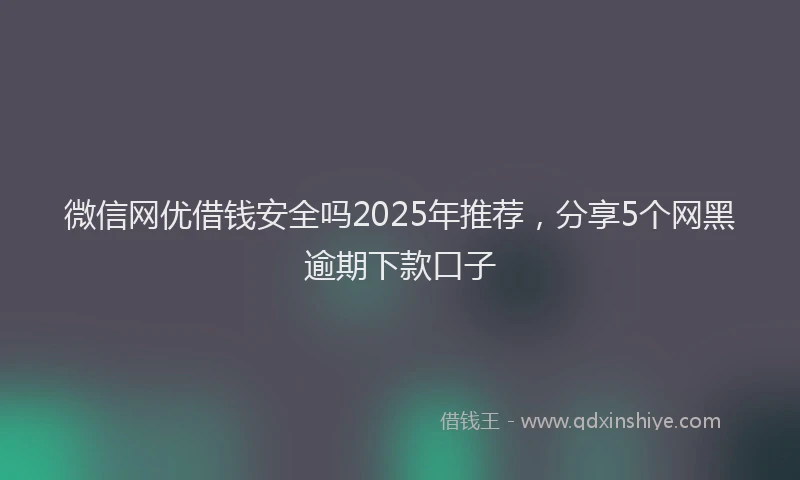 微信网优借钱安全吗2025年推荐，分享5个网黑逾期下款口子