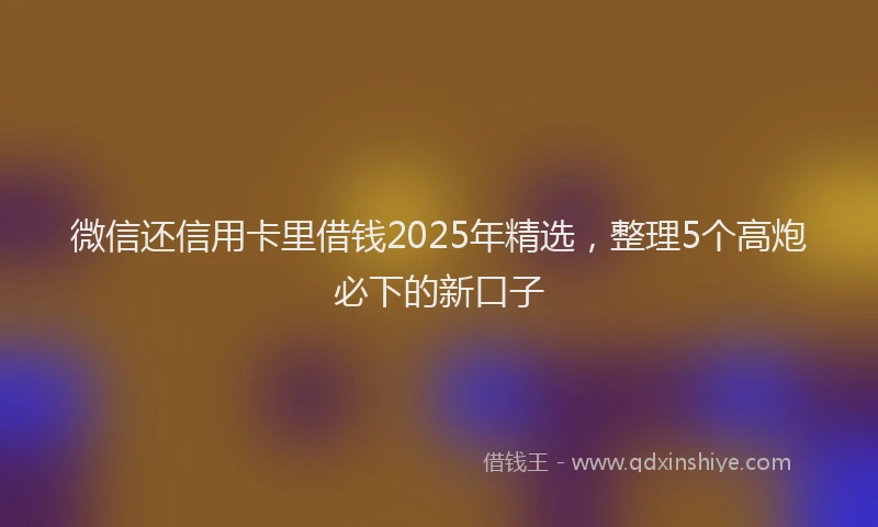 微信还信用卡里借钱2025年精选，整理5个高炮必下的新口子