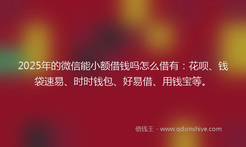 2025年的微信能小额借钱吗怎么借有：花呗、钱袋速易、时时钱包、好易借、用钱宝等。