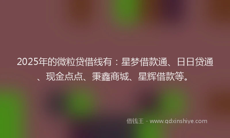 2025年的微粒贷借线有：星梦借款通、日日贷通、现金点点、秉鑫商城、星辉借款等。