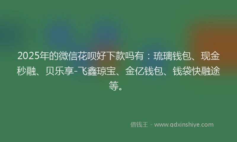 2025年的微信花呗好下款吗有：琉璃钱包、现金秒融、贝乐享-飞鑫琼宝、金亿钱包、钱袋快融途等。