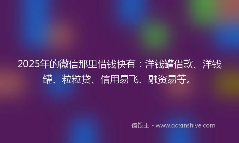 2025年的微信那里借钱快有：洋钱罐借款、洋钱罐、粒粒贷、信用易飞、融资易等。